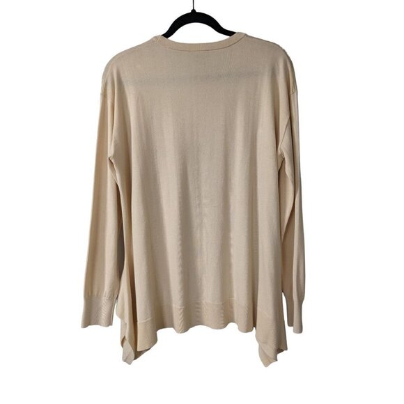 WORTH New York Silk Blend Shark Bite Hemline Crewneck Sweater - Picture 2 of 6